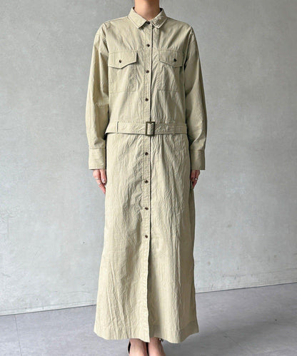 可定型領長款襯衫式連衣裙