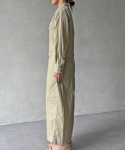 可定型領長款襯衫式連衣裙