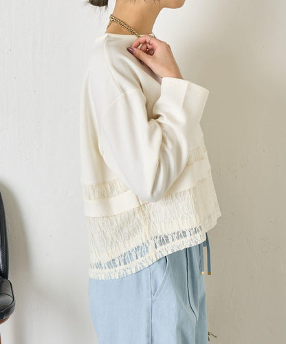 蕾絲拼接設計 套頭上衣