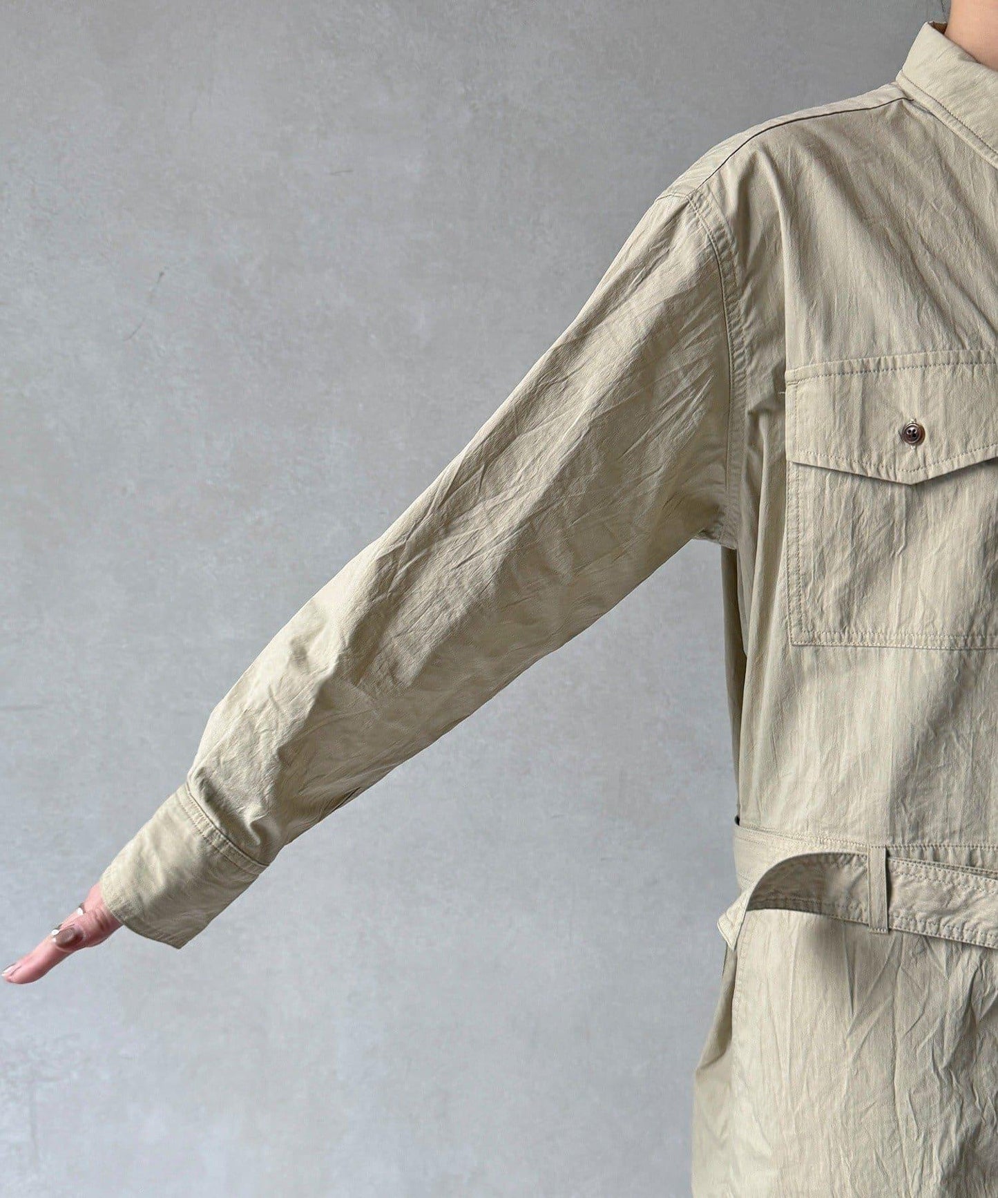 可定型領長款襯衫式連衣裙