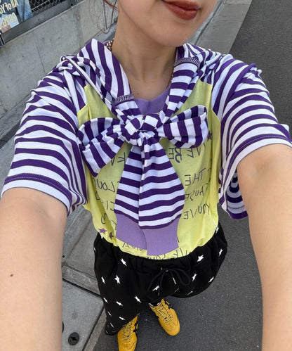 HELLO.SANFRANCISCO × momo聯名 帶帽繩設計 插肩T恤