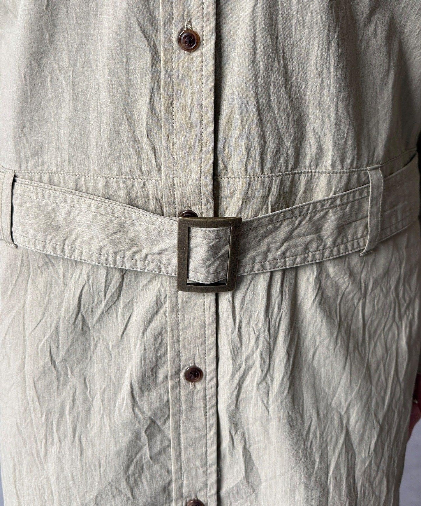 可定型領長款襯衫式連衣裙