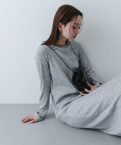 疊穿設計羅紋連衣裙