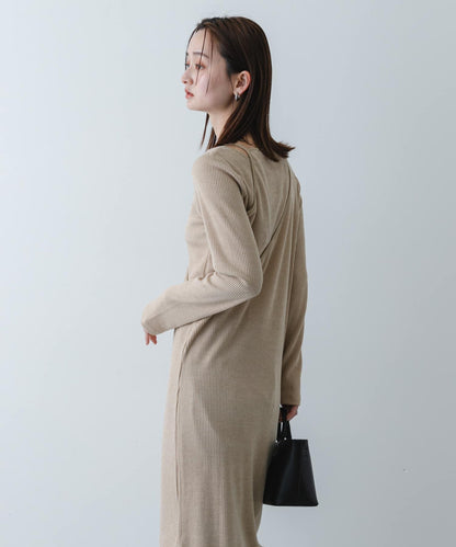 疊穿設計羅紋連衣裙