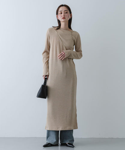 疊穿設計羅紋連衣裙