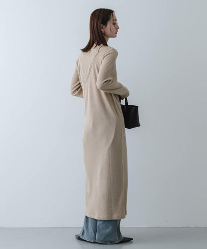 疊穿設計羅紋連衣裙