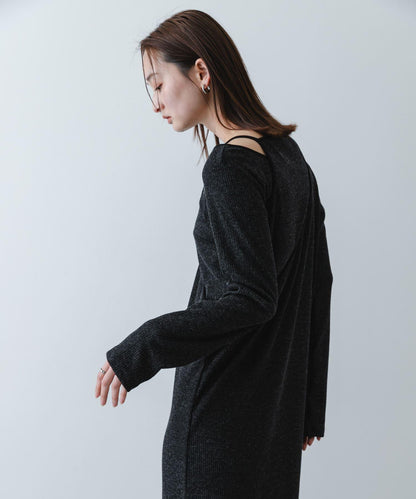 疊穿設計羅紋連衣裙