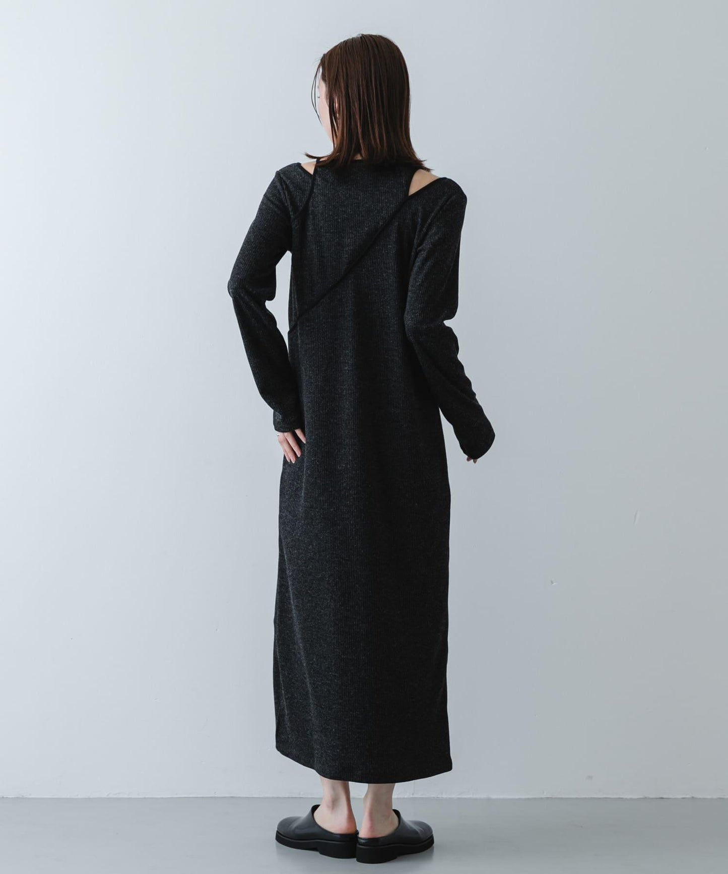 疊穿設計羅紋連衣裙