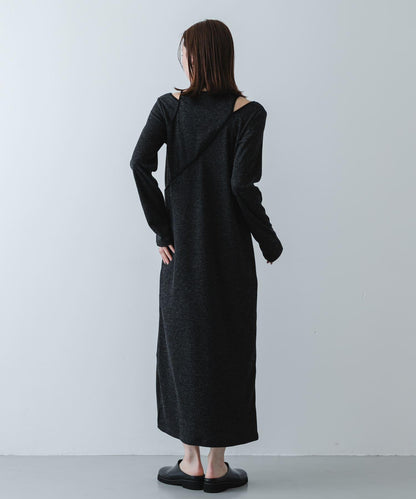 疊穿設計羅紋連衣裙