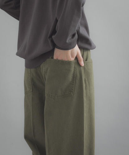 斜紋雙寬闊腿褲