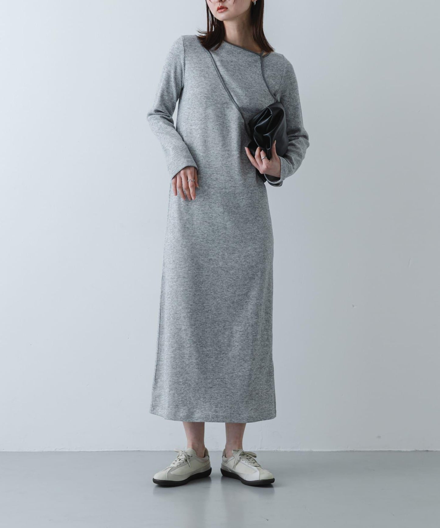 疊穿設計羅紋連衣裙