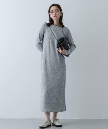 疊穿設計羅紋連衣裙