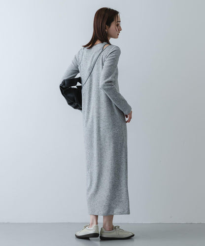 疊穿設計羅紋連衣裙