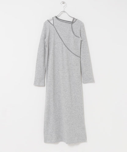 疊穿設計羅紋連衣裙