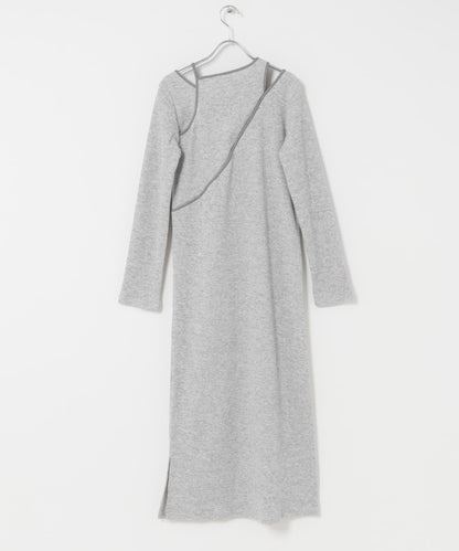 疊穿設計羅紋連衣裙