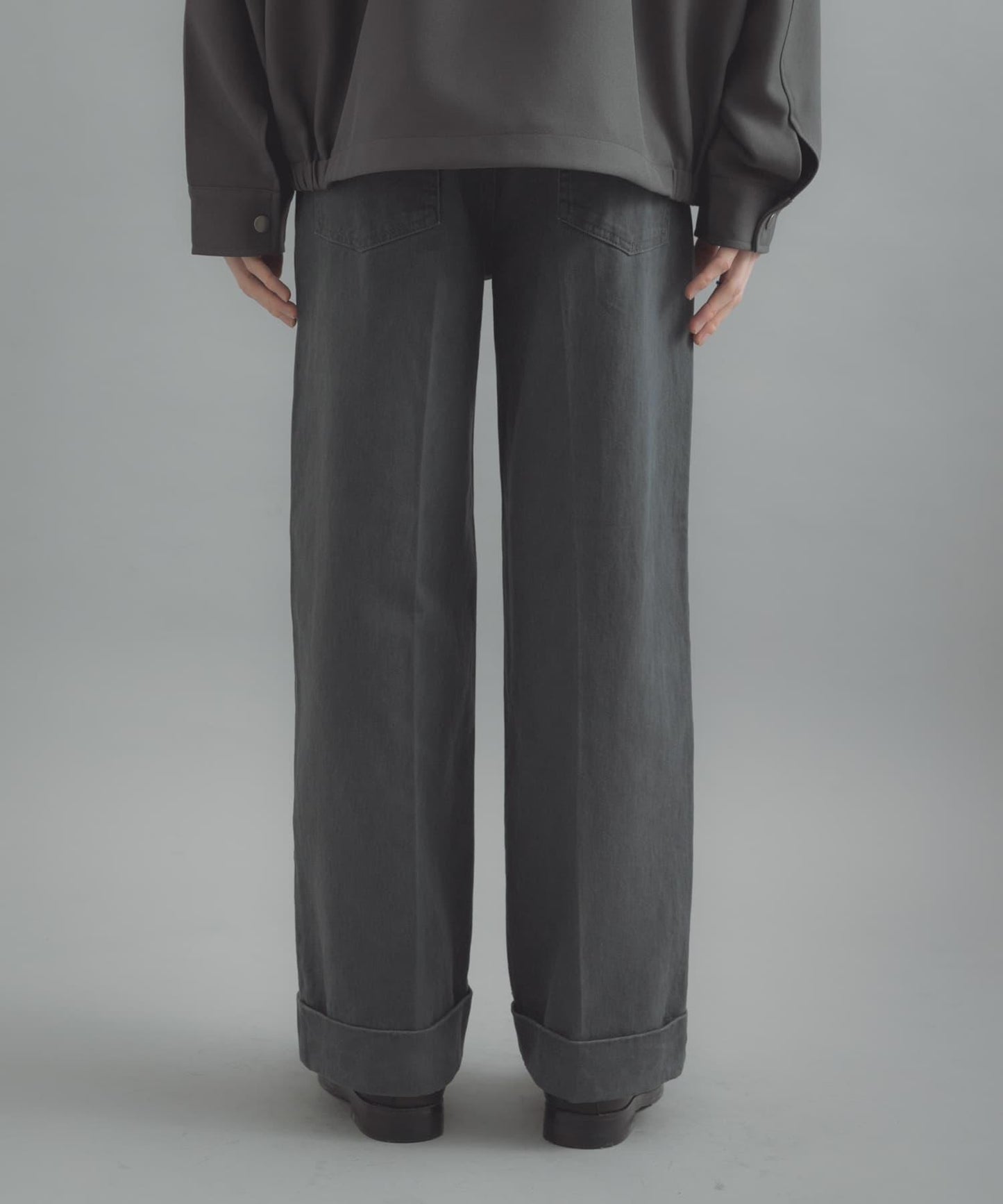 斜紋雙寬闊腿褲