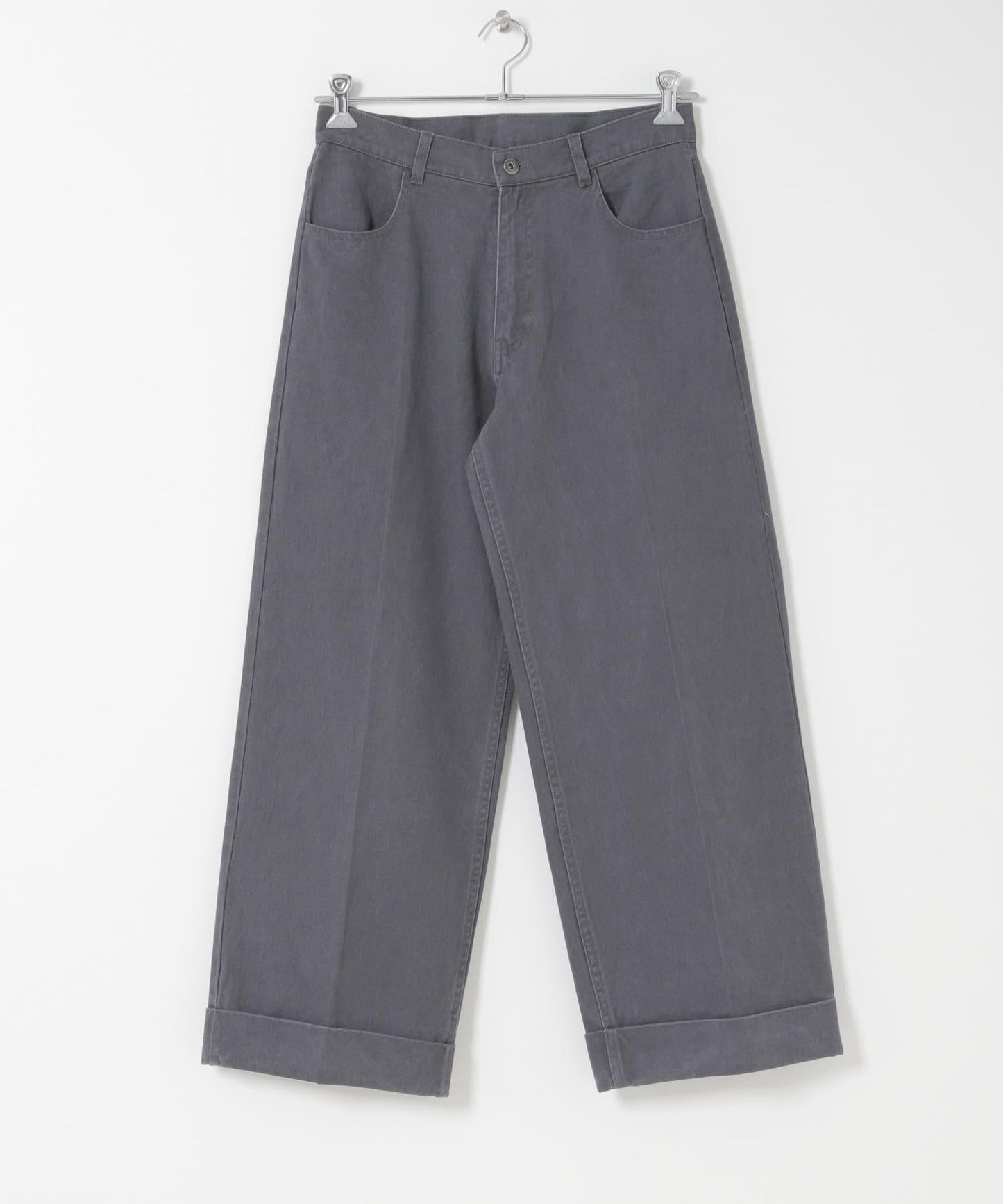 斜紋雙寬闊腿褲