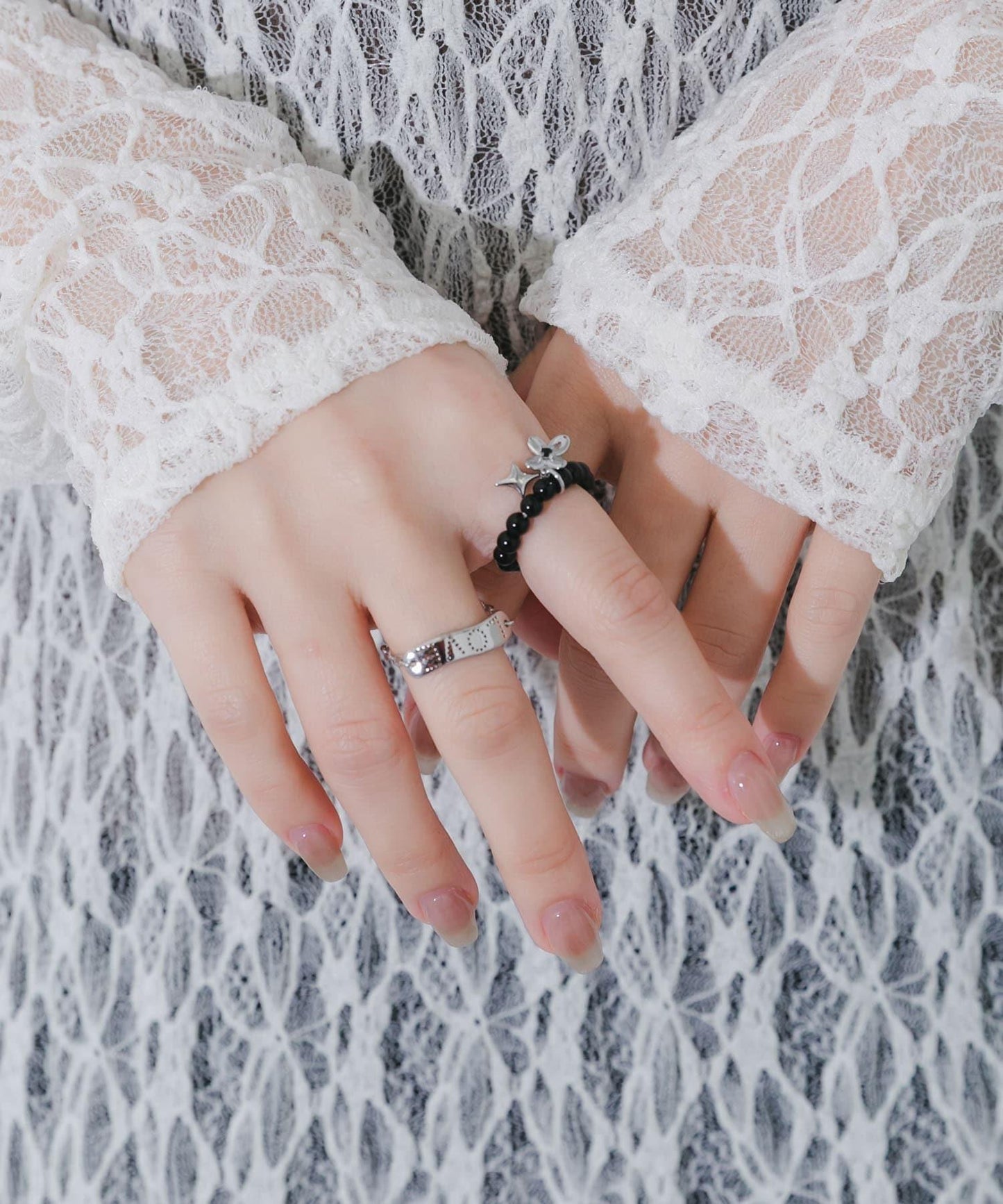 珠飾雙件組合戒指