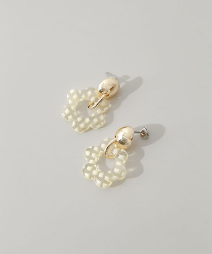 格紋花朵設計耳環