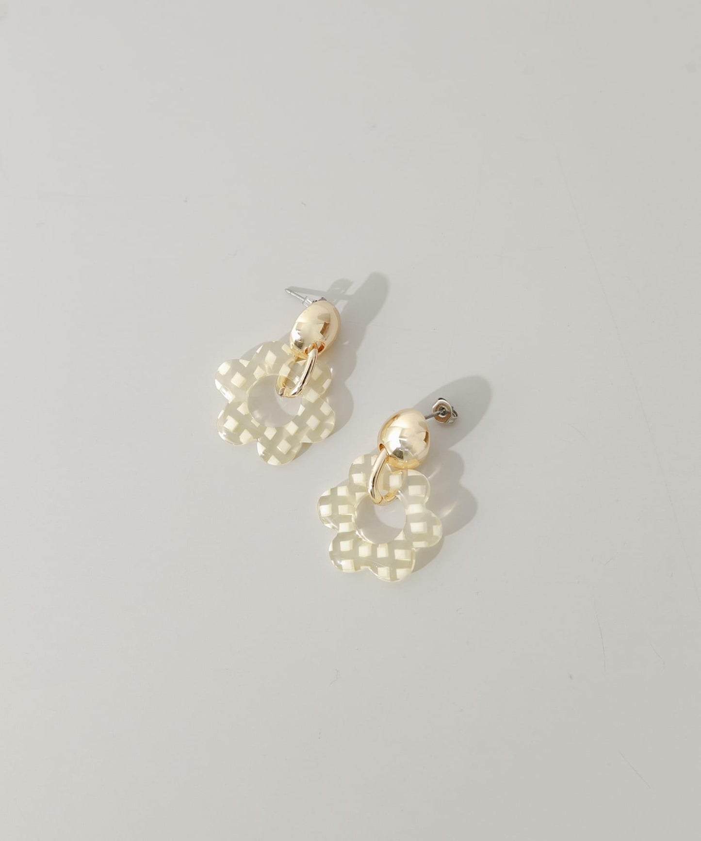 格紋花朵設計耳環