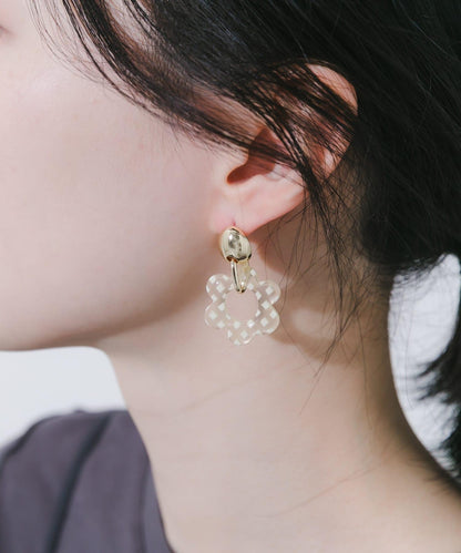 格紋花朵設計耳環