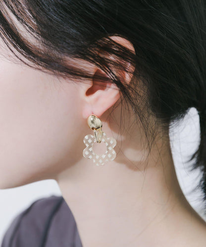 格紋花朵設計耳環