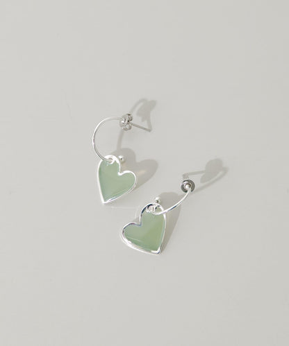 彩色愛心金屬圓環耳環