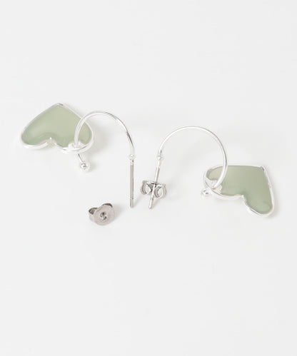 彩色愛心金屬圓環耳環