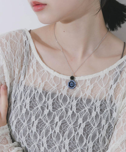 花卉圖案吊墜項鍊