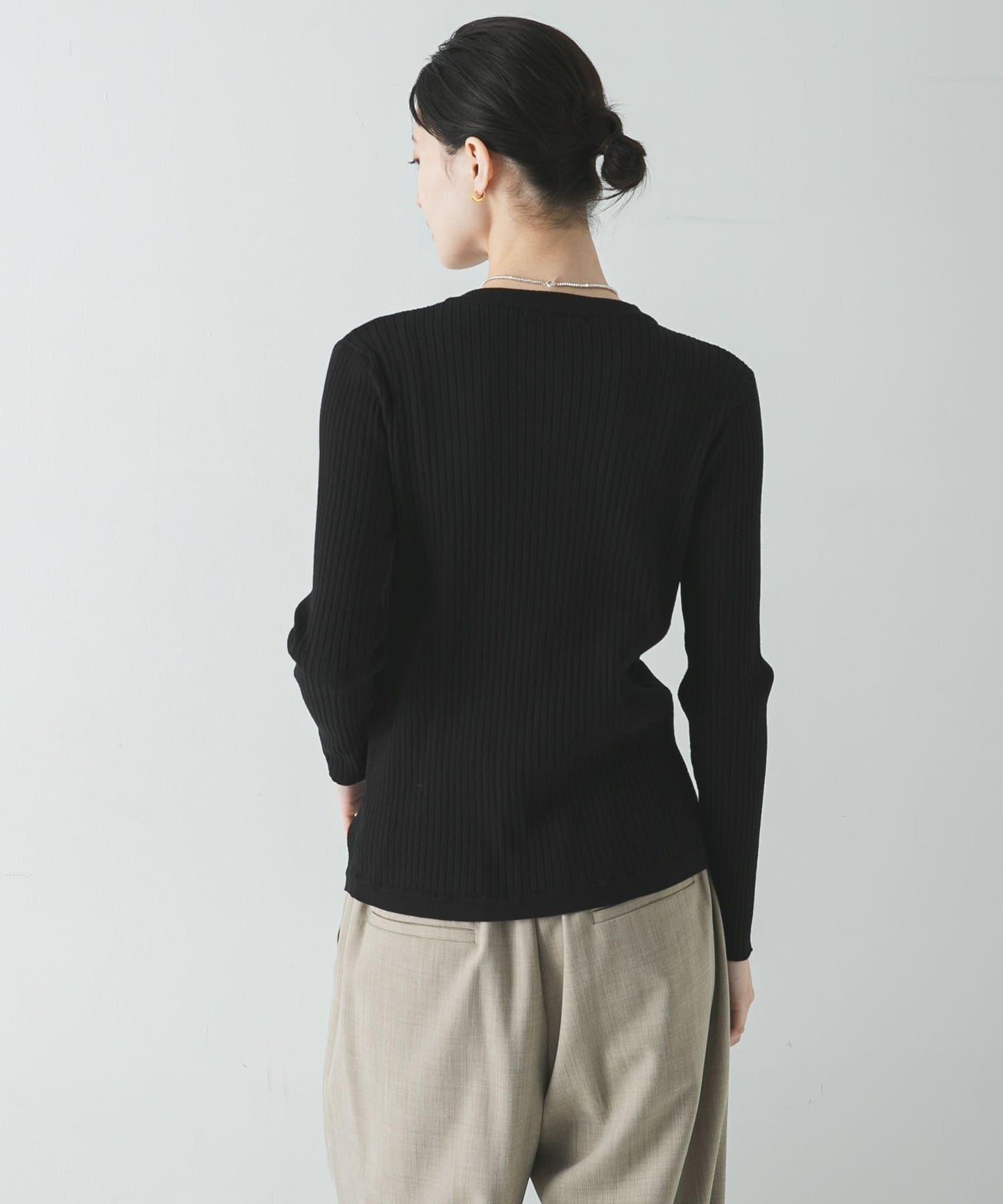 珍珠紐扣 寬版羅紋 針織開衫