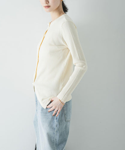 珍珠紐扣 寬版羅紋 針織開衫