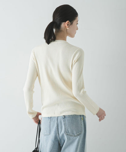 珍珠紐扣 寬版羅紋 針織開衫