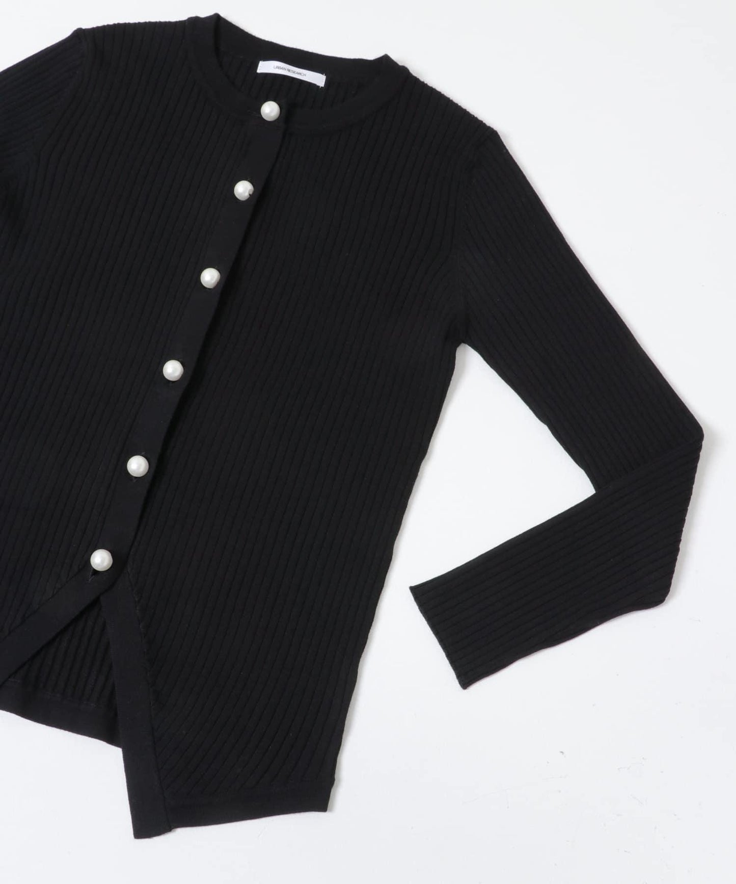 珍珠紐扣 寬版羅紋 針織開衫