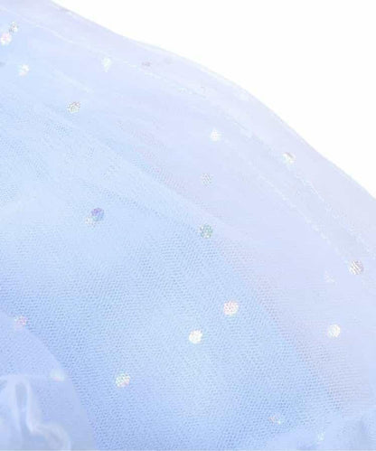 荷葉邊網紗拼接連衣裙