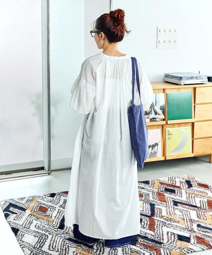 印度紐扣開襟短袖連衣裙