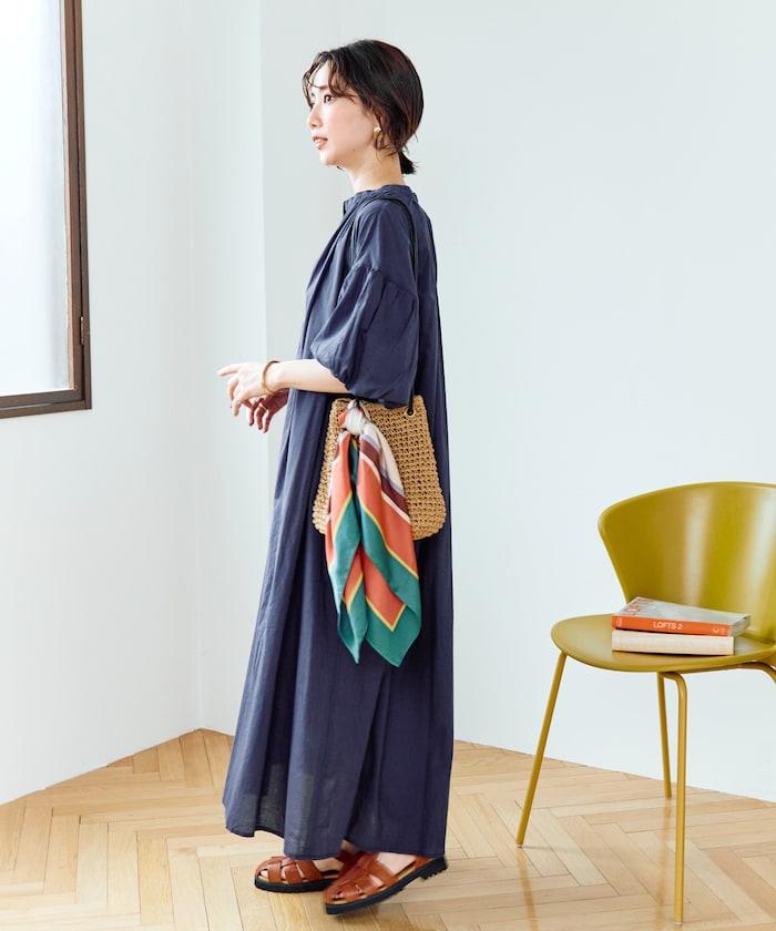 印度紐扣開襟短袖連衣裙