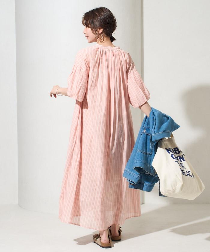 印度紐扣開襟短袖連衣裙