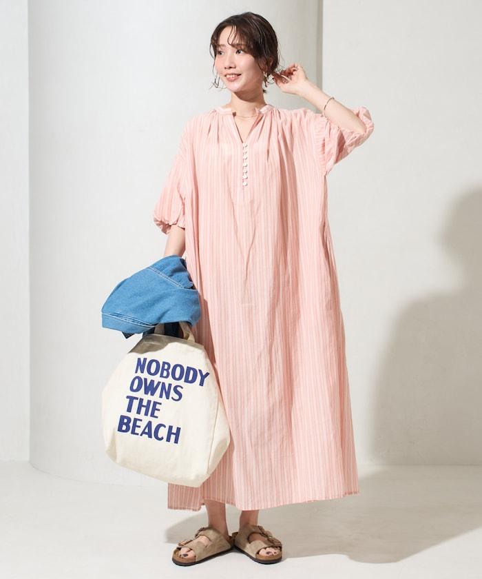 印度紐扣開襟短袖連衣裙