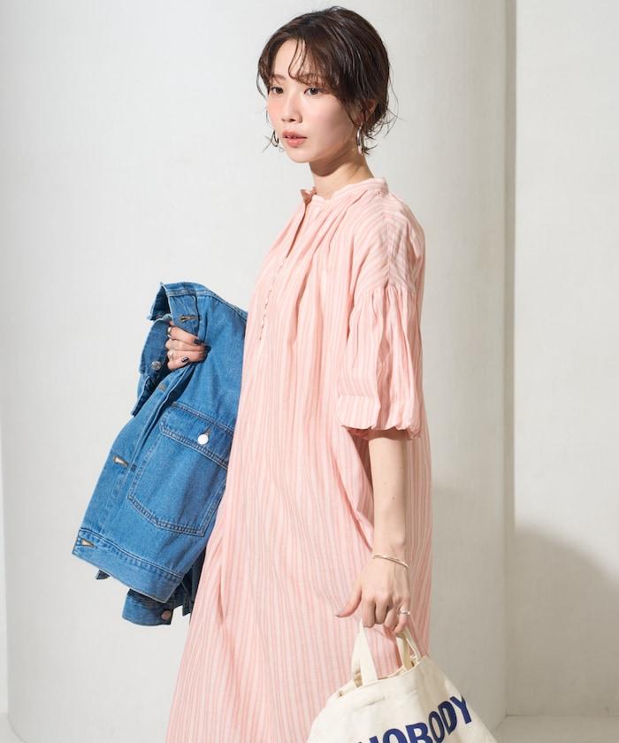 印度紐扣開襟短袖連衣裙