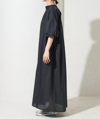 印度紐扣開襟短袖連衣裙