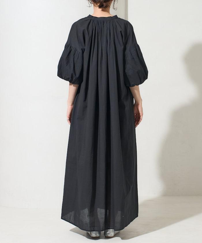 印度紐扣開襟短袖連衣裙