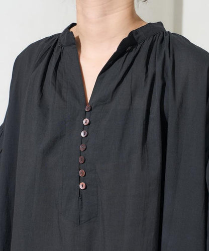 印度紐扣開襟短袖連衣裙