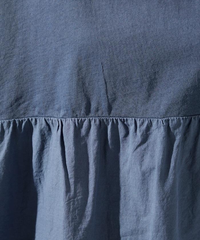 水洗做舊拼接荷葉邊上衣