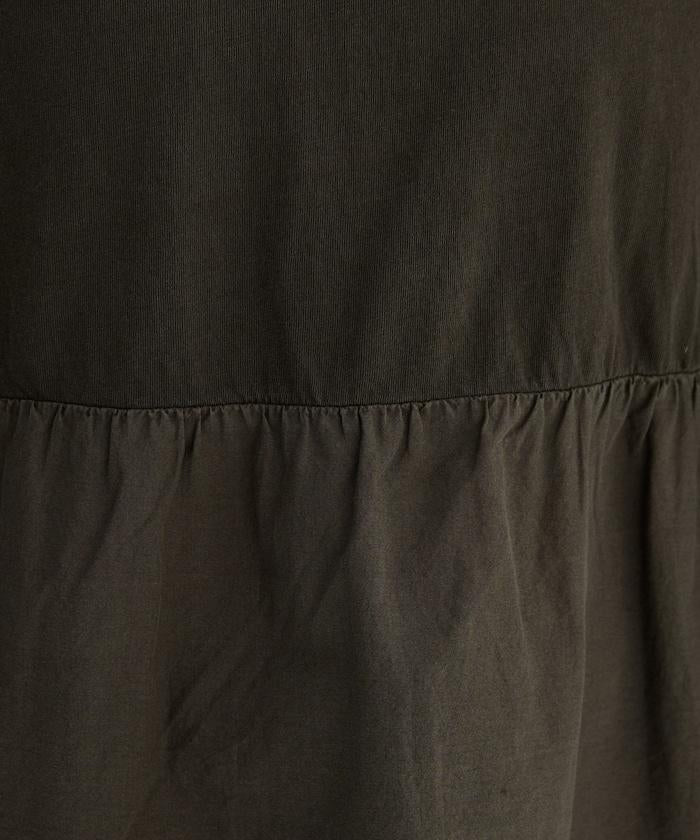 水洗做舊拼接荷葉邊上衣