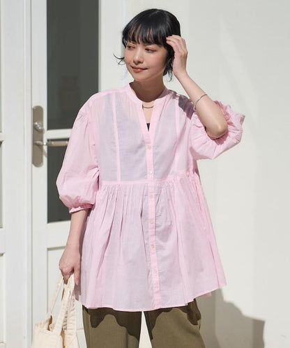 印度薄紗 Key領 長款襯衫