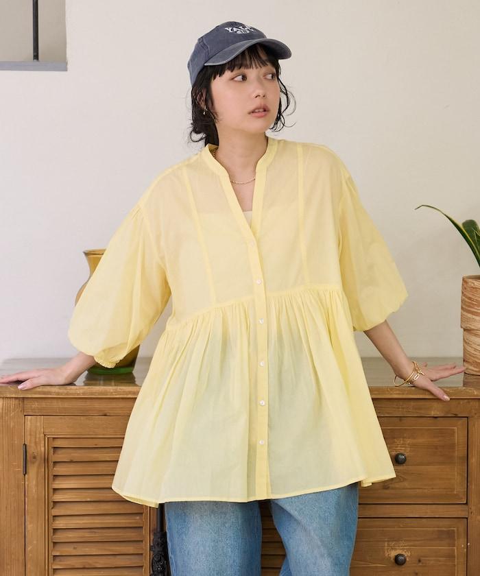 印度薄紗 Key領 長款襯衫