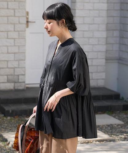 印度薄紗 Key領 長款襯衫