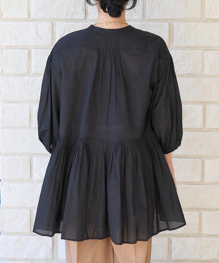 印度薄紗 Key領 長款襯衫