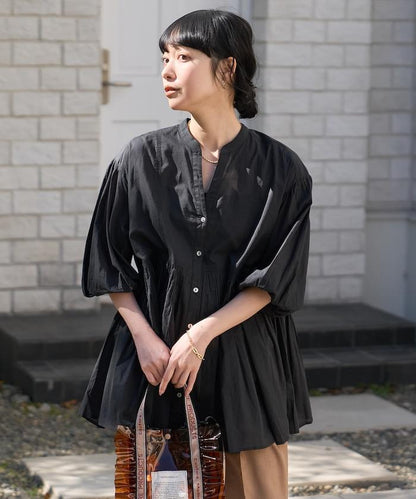 印度薄紗 Key領 長款襯衫
