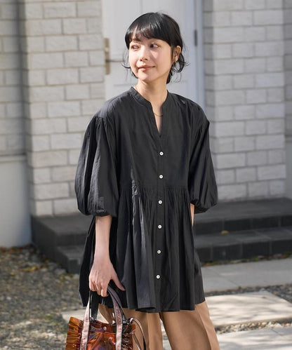 印度薄紗 Key領 長款襯衫